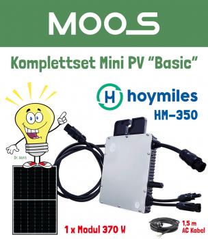 Komplettset Mini PV "Basic"  inkl. Hoymiles HM-350, 1 x Modul 370W* und 1,5m AC Anschlusskabel  (oS)